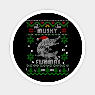 Angler Fishmas Musky Fishing Ugly Christmas Magnet